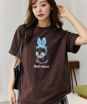 <Functional Material> Bad Mood Dog Print T-Shirt Limited Edition