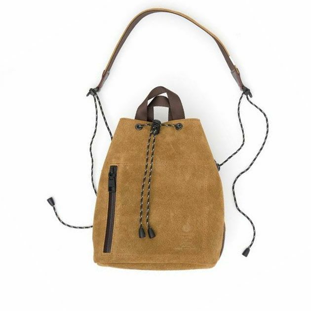 WATER PROOF SUEDE DRAWSTRING BAG/ CAMEL