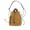 WATER PROOF SUEDE DRAWSTRING BAG/ CAMEL