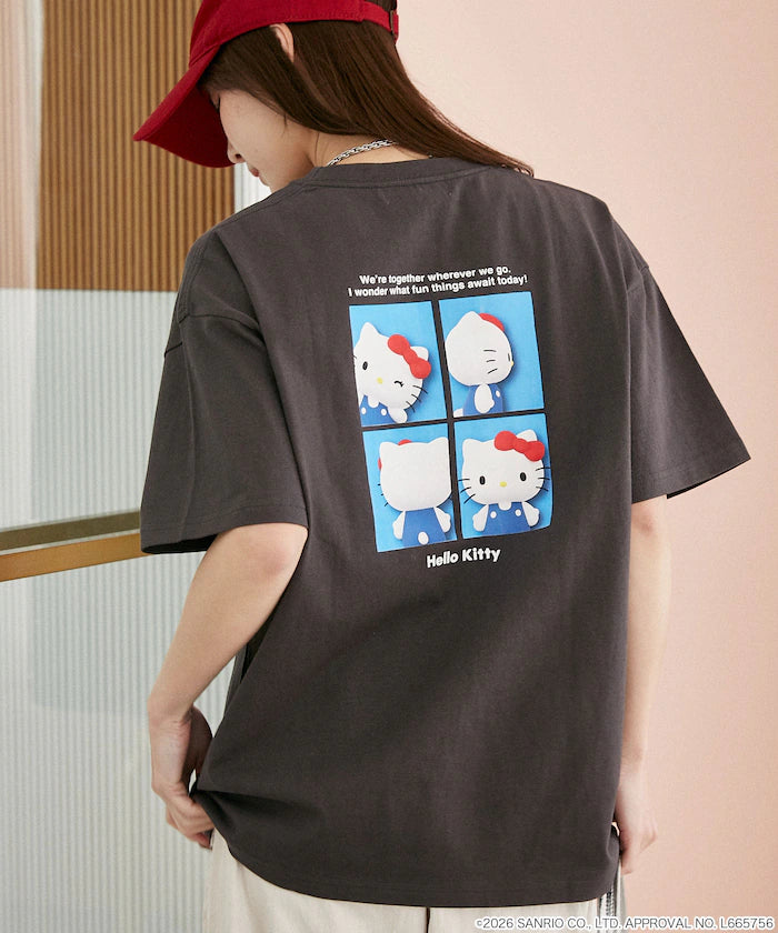 "HELLO KITTY" ID Photo style back print T-shirt limited edition