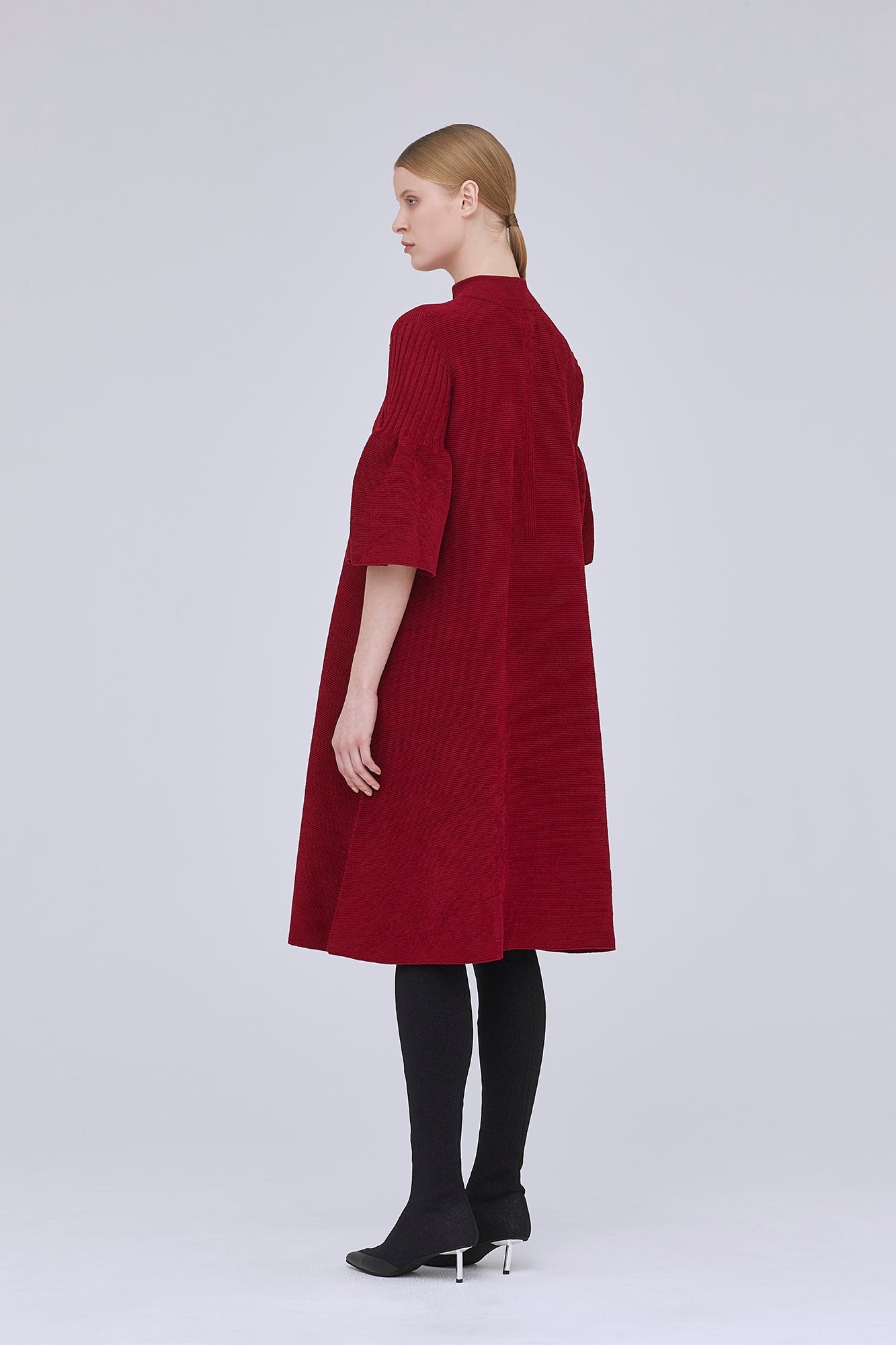 POTTERY VELVET SHORT BELL SLEEVE FLARE MINI DRESS