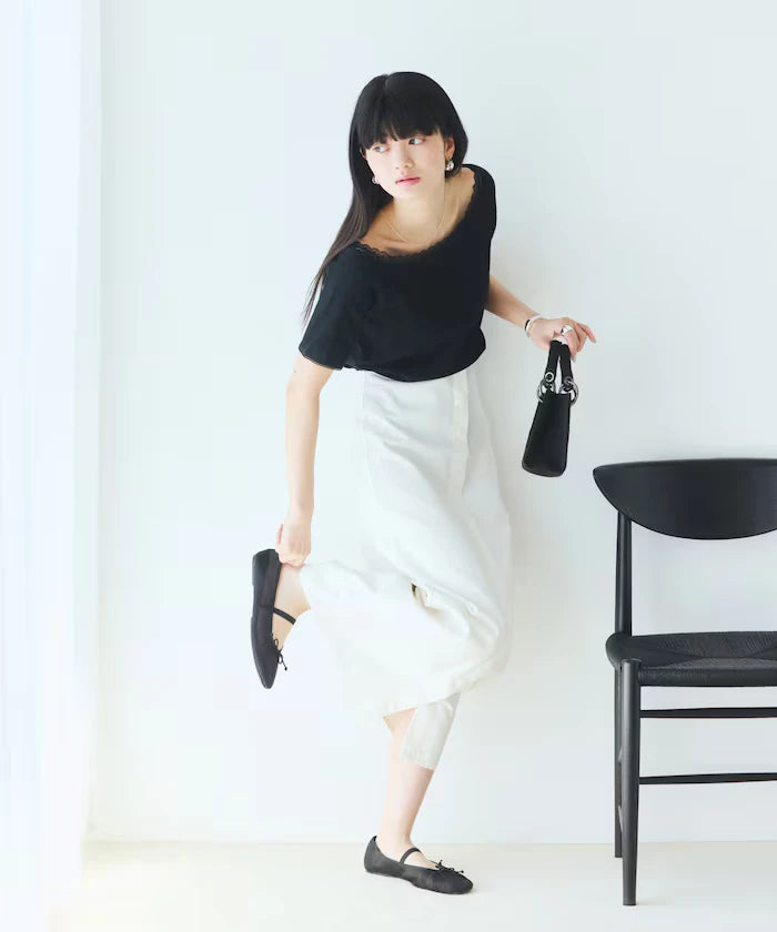 Boat Neck Pullover Knit Lace T-Shirt