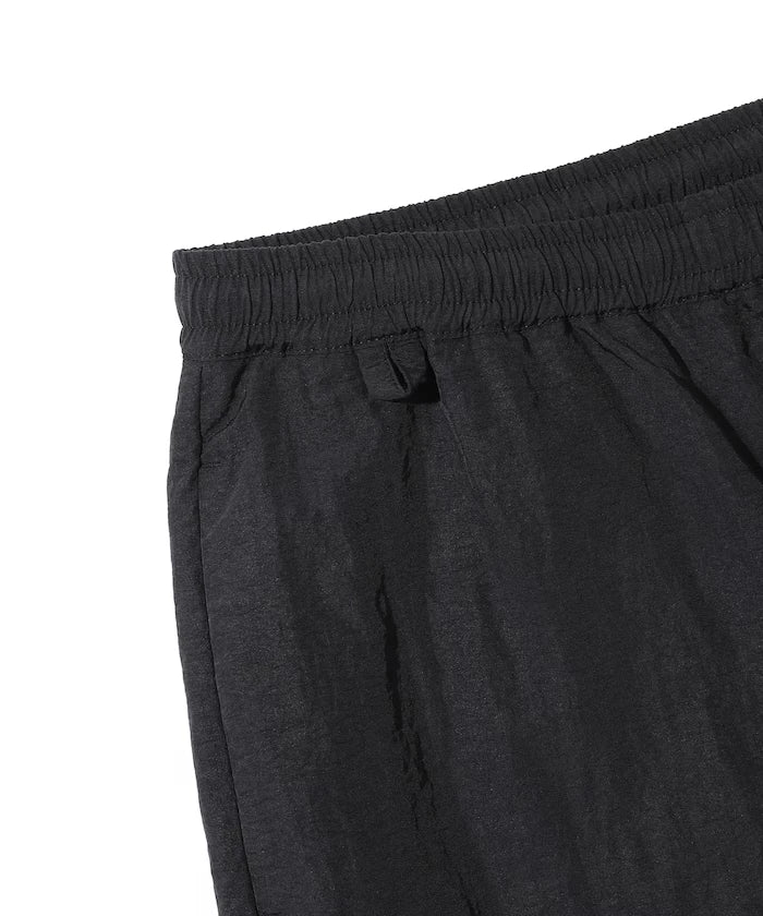 Wide Straight Nylon Track Pants / Tapered Silhouette Easy Nylon Pants