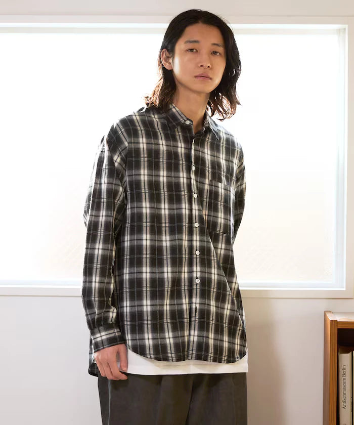 Big Silhouette Ombre Check Shirt / Long Sleeve