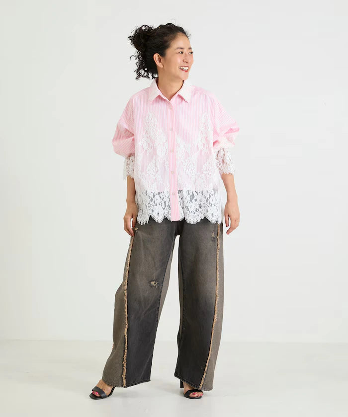 Lace Docking Stripe Shirt