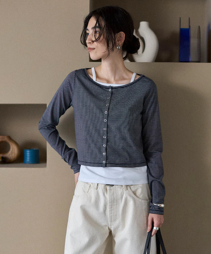 [February 12, 12:00 Release] Layered Set Top / Striped Cardigan & Camisole