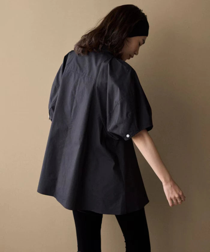 Switching Design Balloon Sleeve Shirt / 5-Minute Sleeve Blouse [Limited Edition]