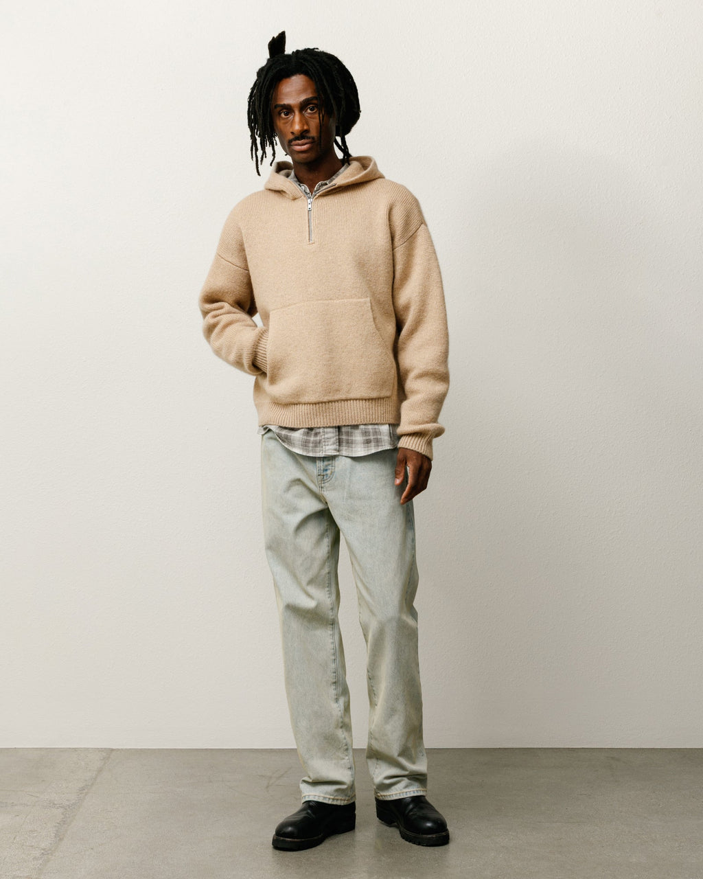 QUARTER ZIP KNIT HOODIE