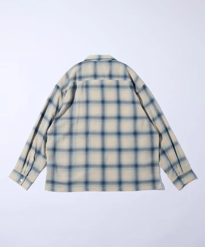 Relaxed Fit Sheer Ombre Check Open Collar Shirt