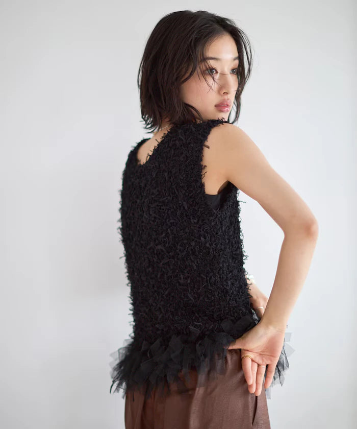 2WAY Fringe Hem Knit Vest