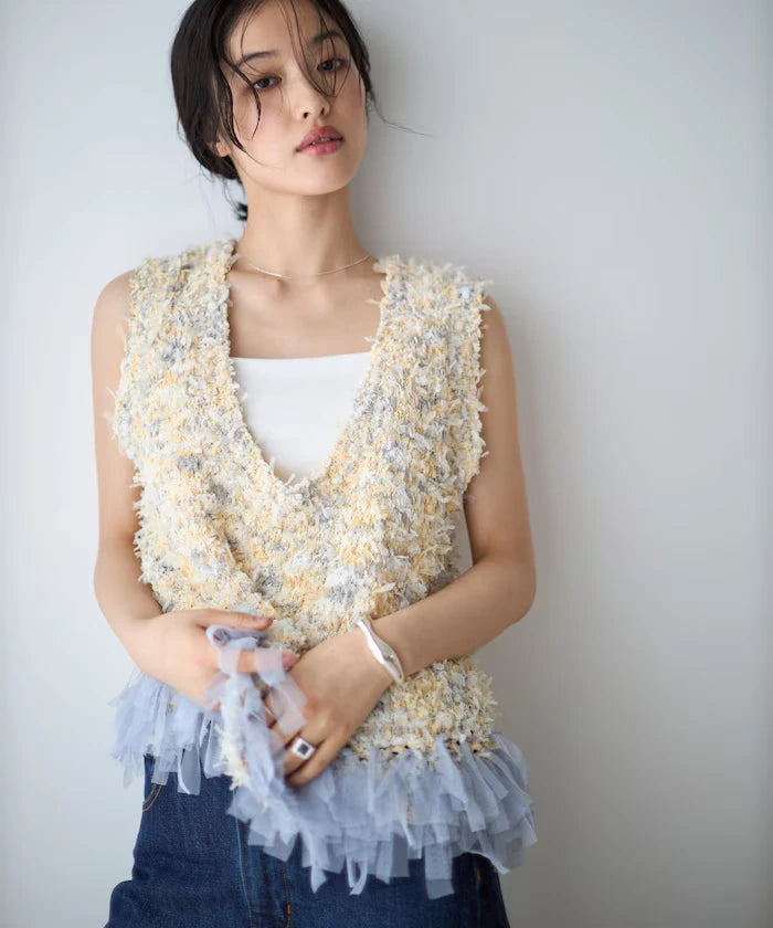 2WAY Fringe Hem Knit Vest