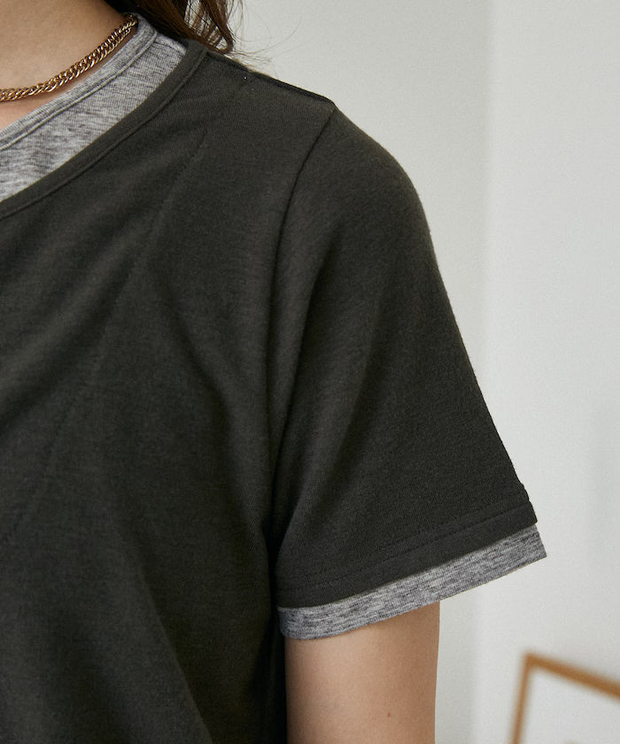Layered-style Henley Neck T-shirt Limited Edition
