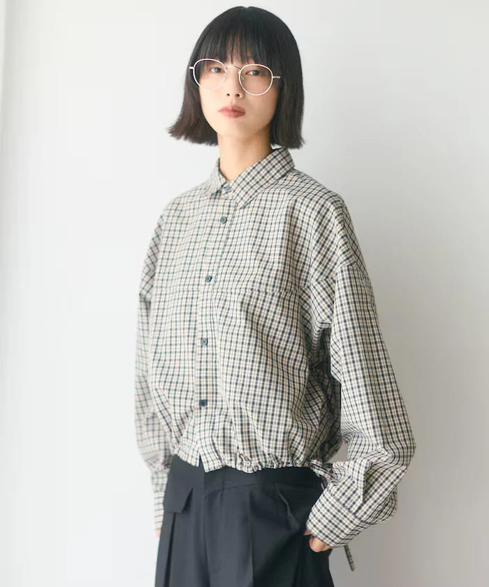 Hem Code Switch Short Length Long Sleeve Shirt