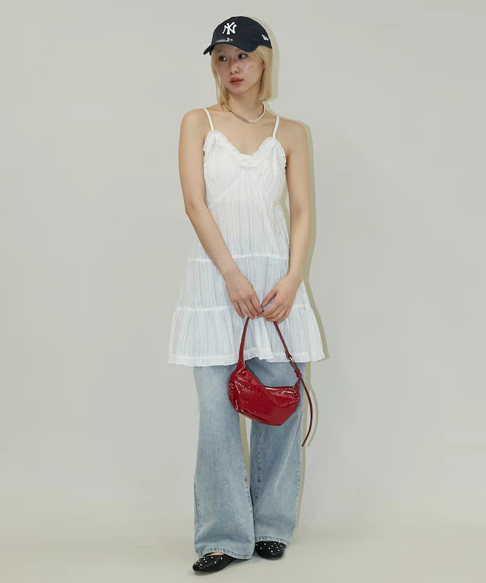 India Cotton Ruffle Tiered Camisole Mini Dress Limited Edition