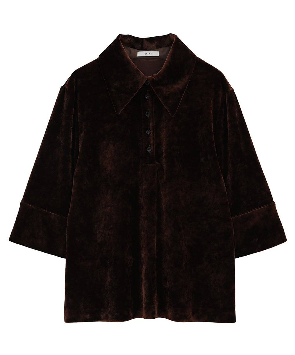 CRUSHED VELOUR POLO TOPS