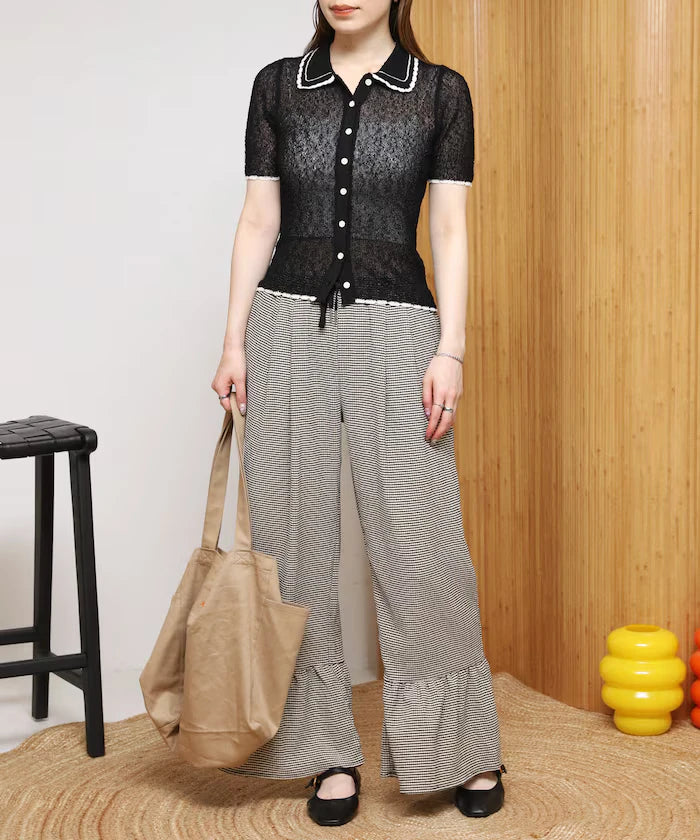 Wide Silhouette Tiered Check Easy Pants [Limited Edition]