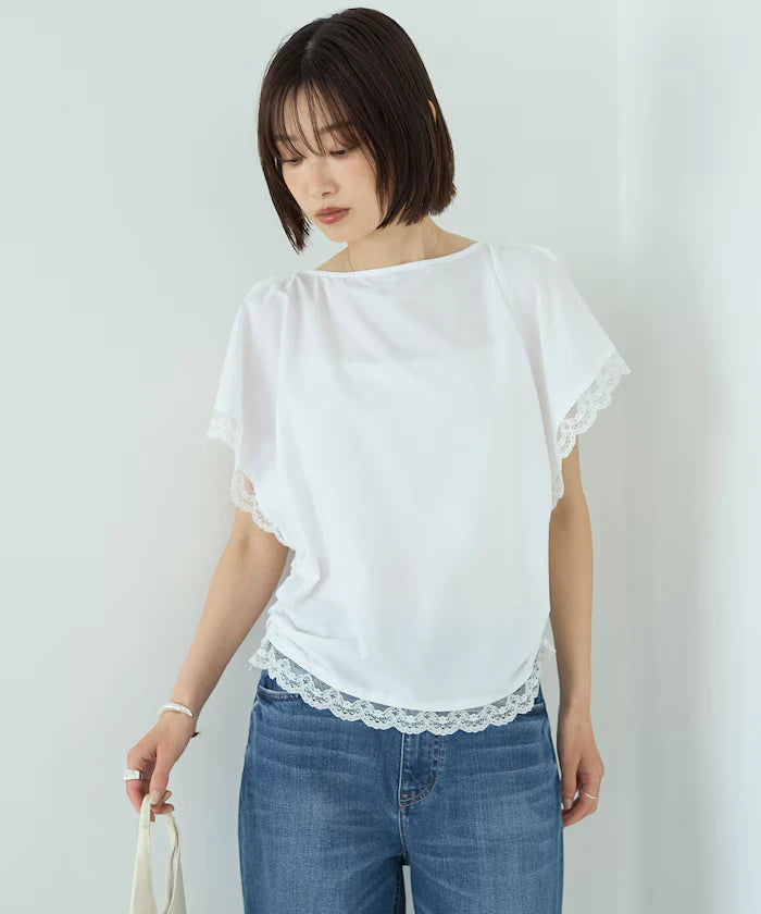 Handkerchief Sleeve Shirring Blouse