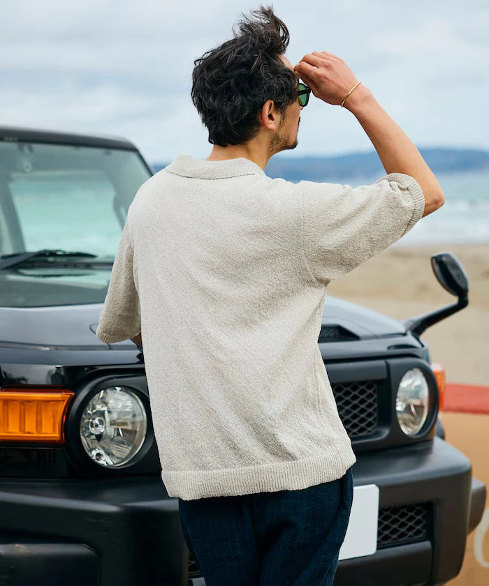 Dry Touch Boucle Yarn Knit Polo Shirt