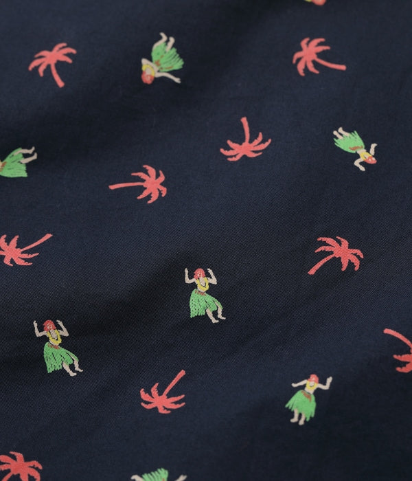 COTTON TWILL REGULAR COLLAR SHIRT “HULA & PALM TREE”