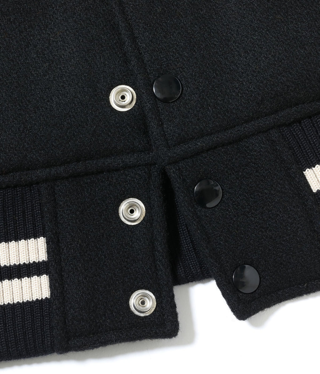 30oz. WOOL MELTON AWARD JACKET “POLAR BEAR” (BLACK)
