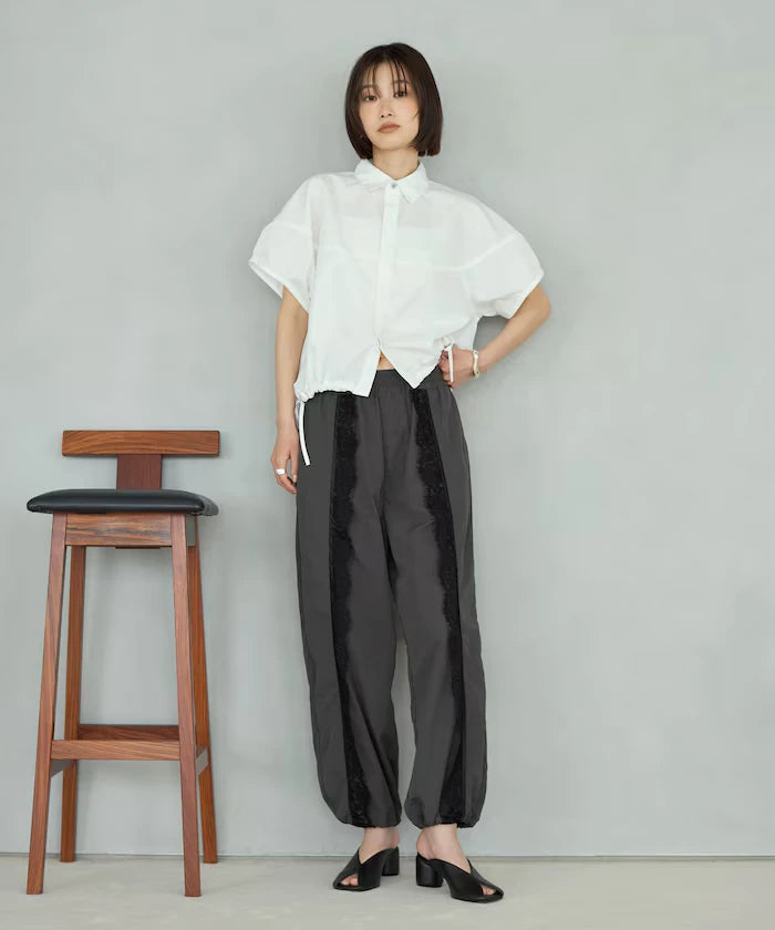 Nylon Lace Easy Wide Pants