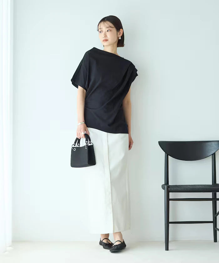 Organic Cotton Asymmetrical Draped Top