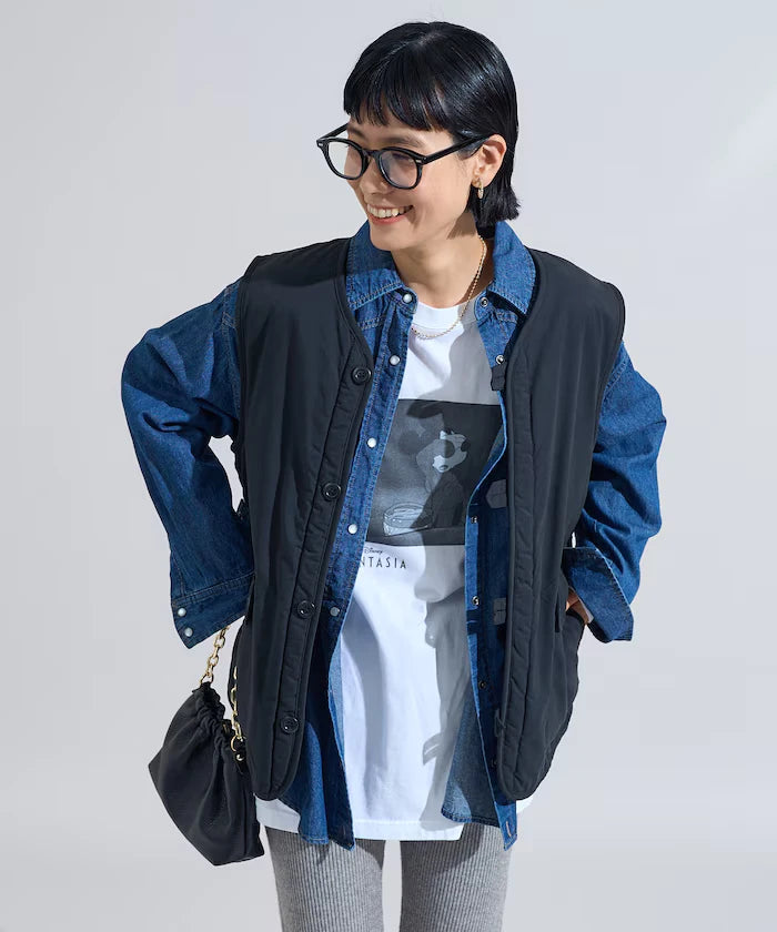 Cotton Nylon Twill Reversible Boa Vest