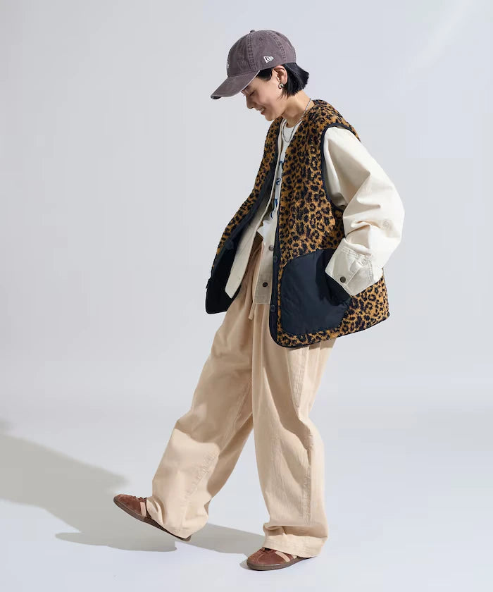 Cotton Nylon Twill Reversible Boa Vest