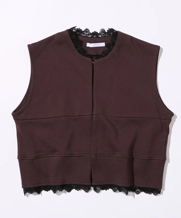 Organic Cotton Lace Sweat Vest / Lined Sweat