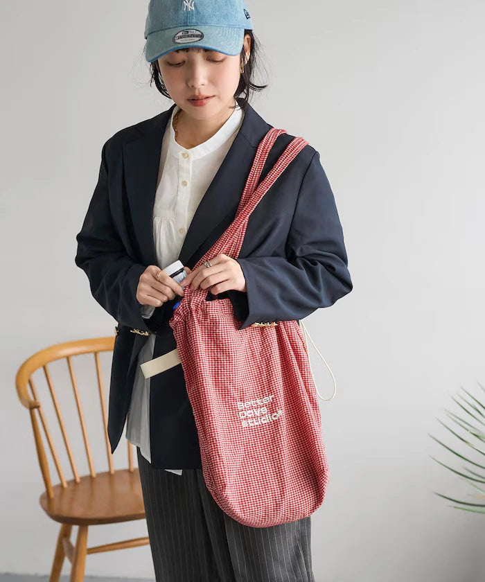 BetterDays Studio × FREAK'S STORE Drawstring Check Tote Bag