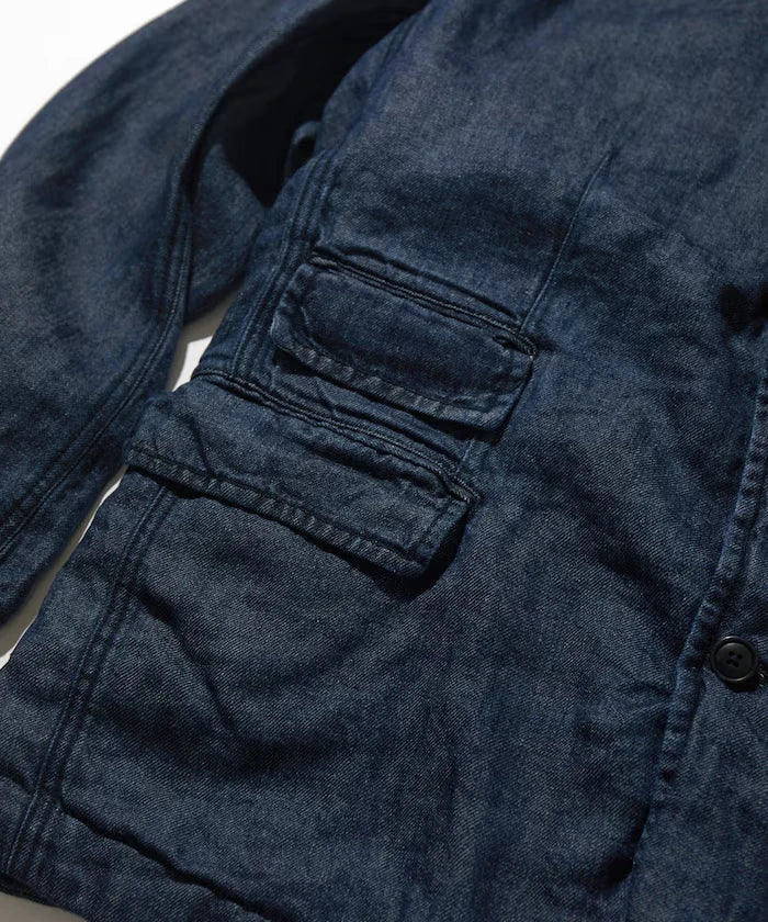 French Linen Denim Tailored Jacket