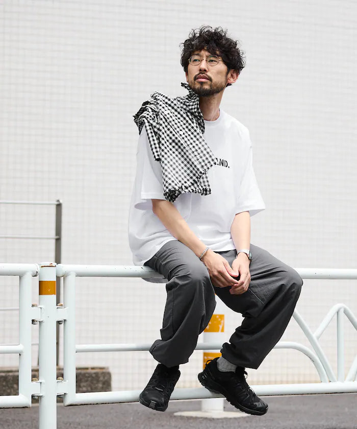 Wide Straight Nylon Track Pants / Tapered Silhouette Easy Nylon Pants