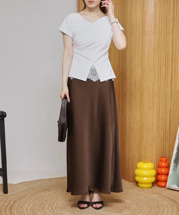 Lace Docking Draped Neck Top 【Limited Edition】
