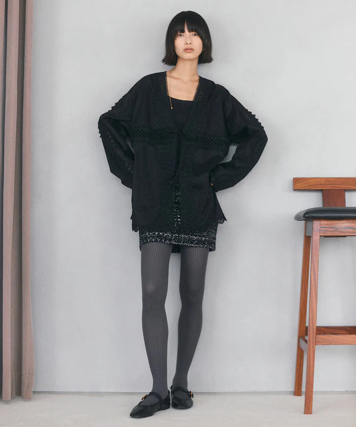Lace Panel V-Neck Shirt