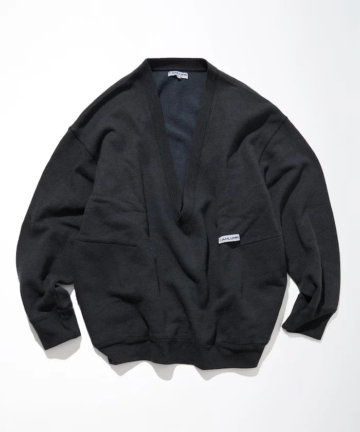 Merino Wool＋Cotton Loop Back V-neck Sweatshirt