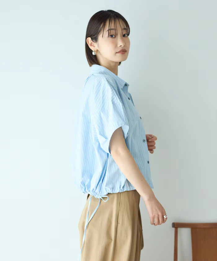 Switch Short Sleeve Hem Code Blouse