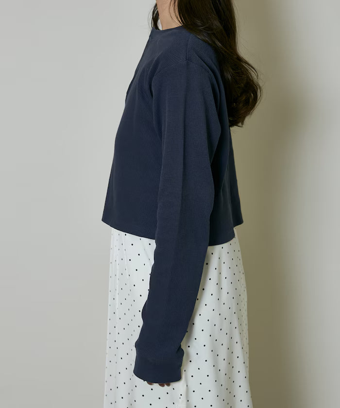 Light Waffle Henley Neck Long Sleeve T Limited Edition