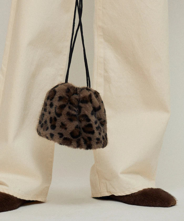 Fake Fur Mini Drawstring Bag