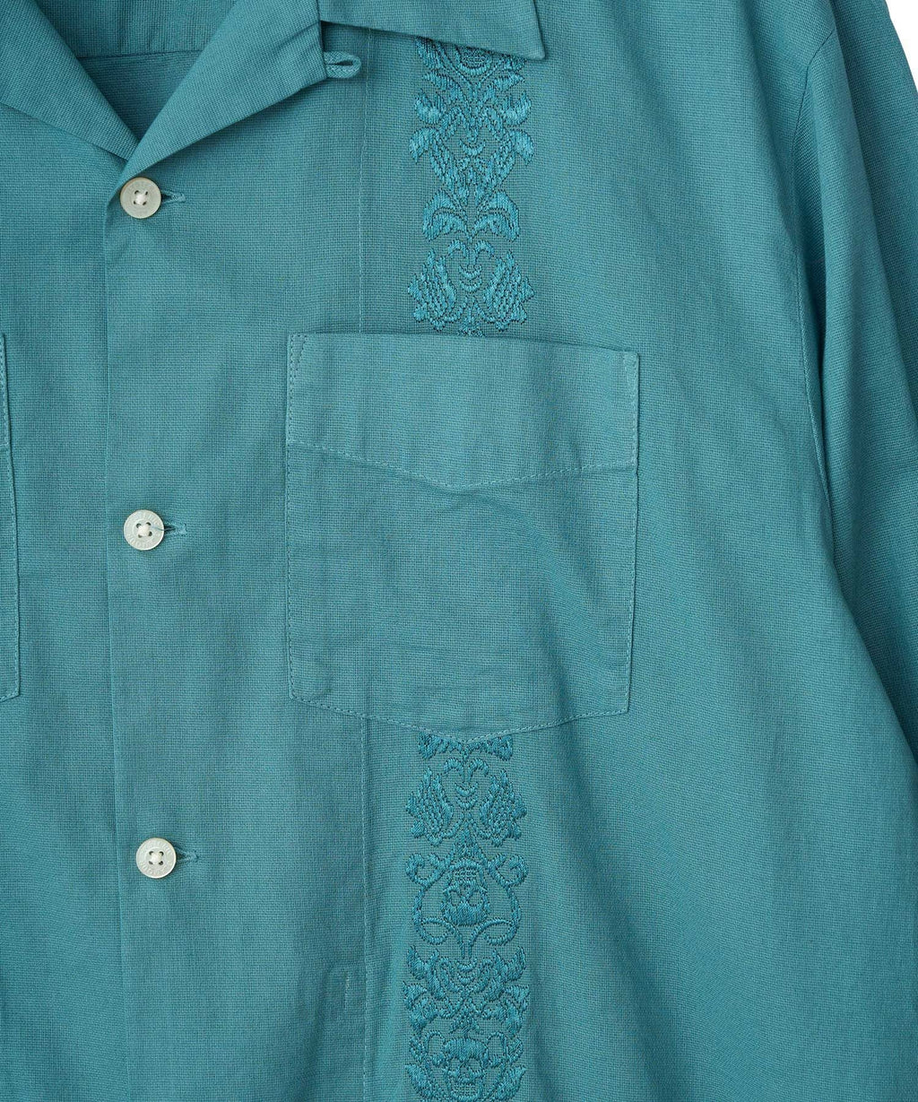 SKULL STRAP Embroidered Cuban Shirt