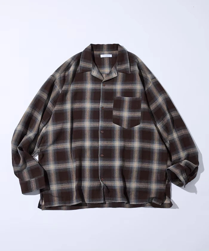 Relaxed Fit Sheer Ombre Check Open Collar Shirt