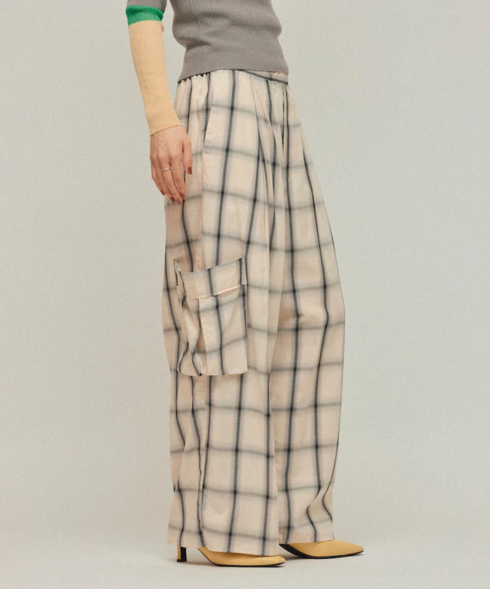 Ombre Check Easy Pants / Patch Pocket Wide Easy Pants