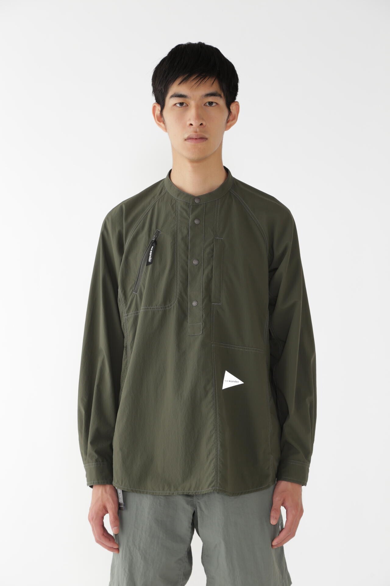 stretch rip band collar shirt