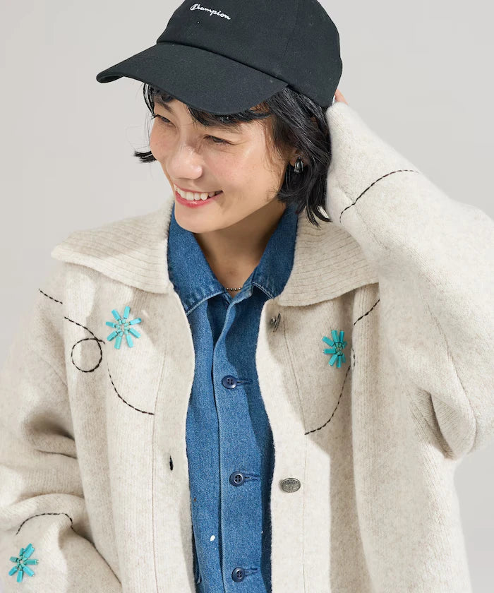 Western-Style Beaded Knit Cardigan