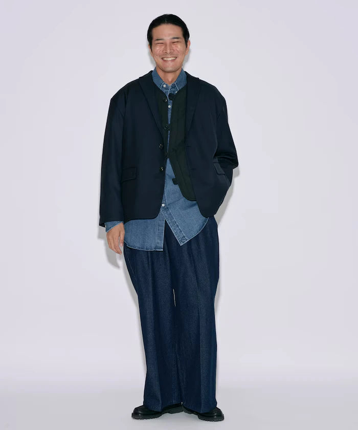 Sleeve-Contrast Tailored Jacket / Relaxed Fit