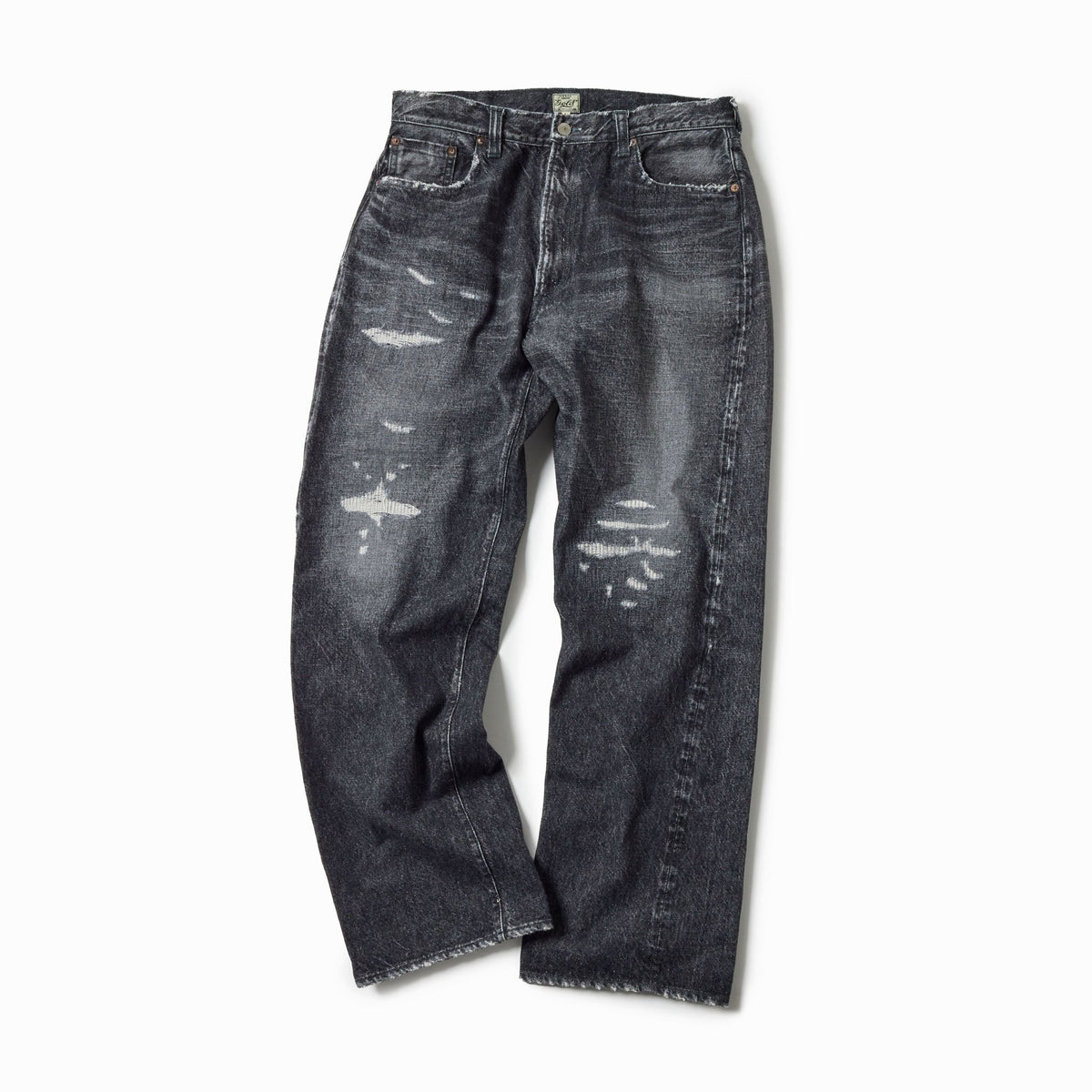 Recycled Waste Suvin Cotton Yarn 14oz. Denim 5Pocket Straight Pants Vintage Washed (Zipper Fly)