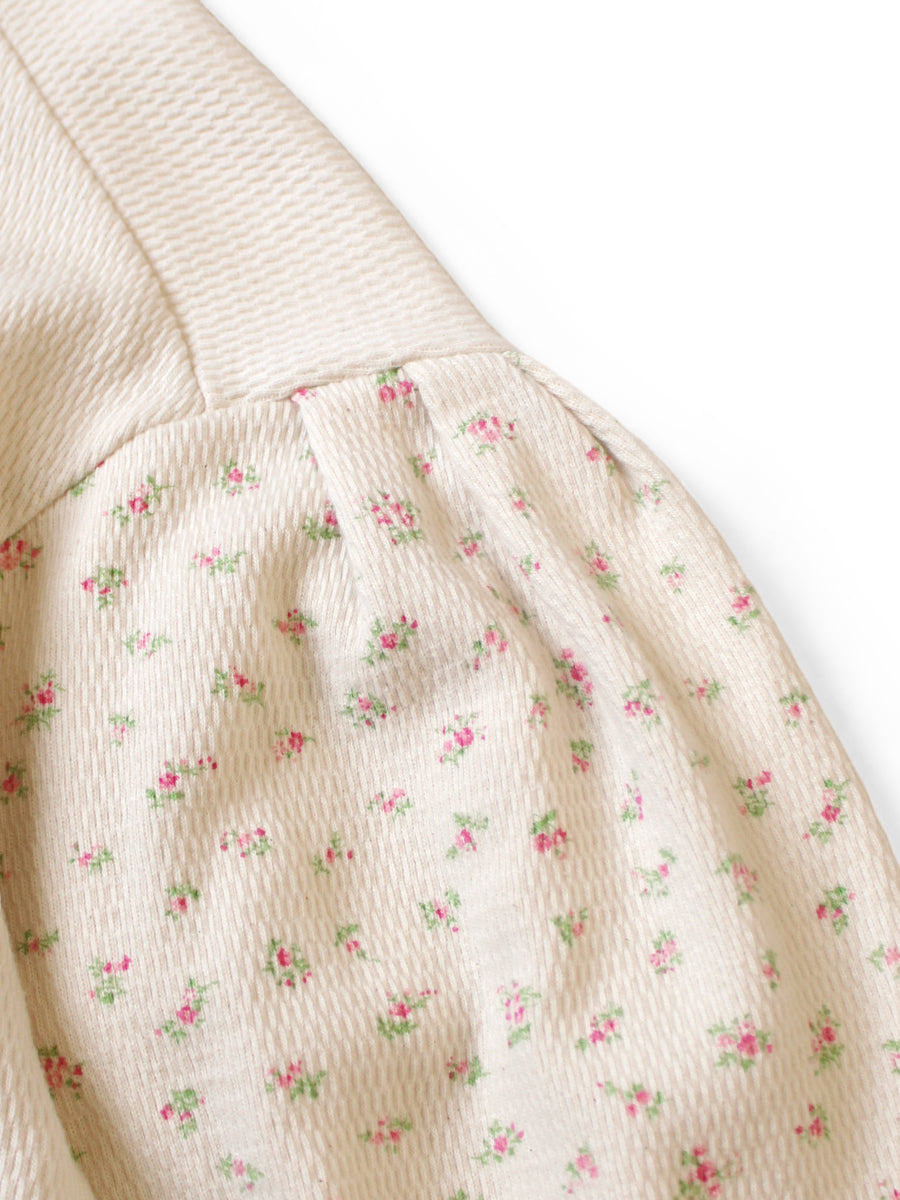 Waffle Jersey Small Flower pt 2TONE Buffon Sleeves...