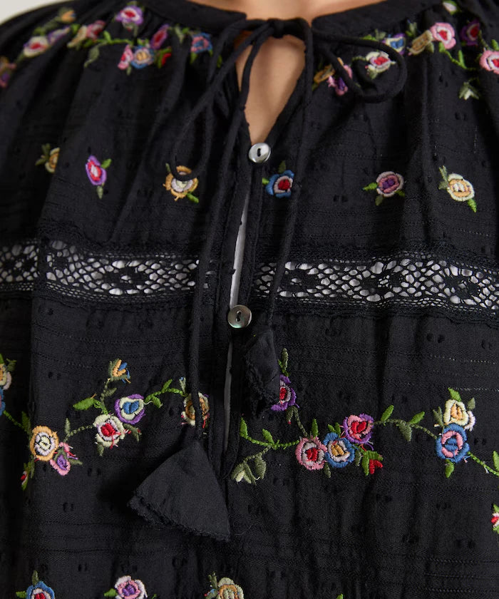 Dobby Floral Embroidery x Lace Dress