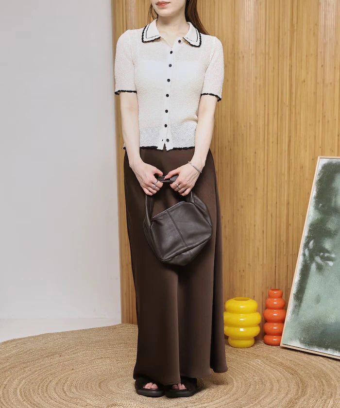 Color Embroidered Polo Collar Cardigan [Limited Edition]