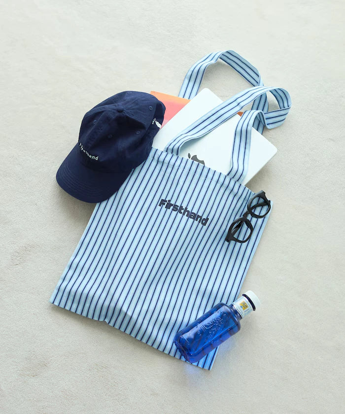 Stripe Print Canvas Tote Bag