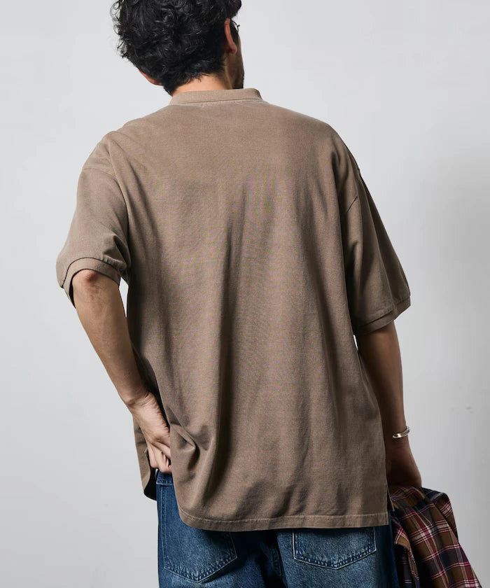 Big Silhouette Vintage Process One Point Embroidery Short Sleeve Polo Shirt